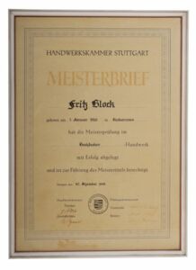 Meisterbrief Fritz Glock