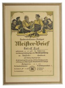 Meisterbrief Gotthilf Glock